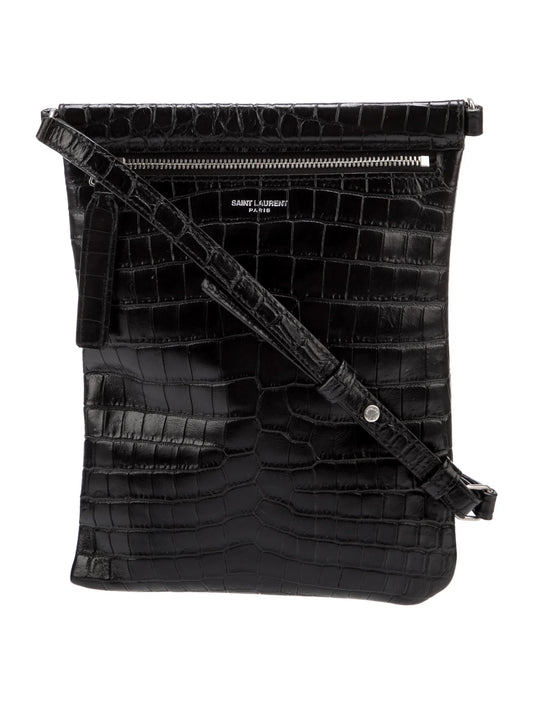 Saint Laurent Leather Croc Crossbody